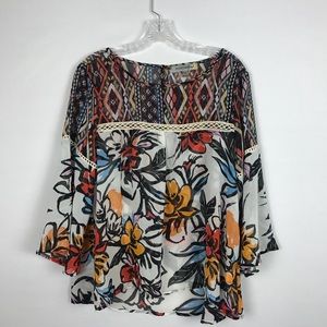 Figueroa & Flower watercolor flowy shirt PXL